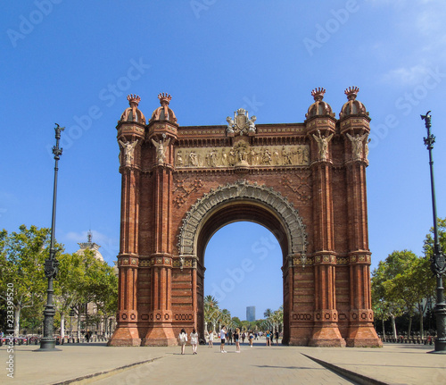 The Arc de Triomf or Arco de Triunfo in Barcelona, Spain, It is a famous monument