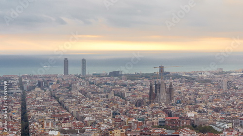 Panorama of Barcelona timelapse, Spain, viewed from the Bunkers of Carmel © neiezhmakov