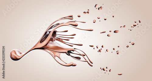 Splashing chocolate blob abstract background, 3d rendering © innluga
