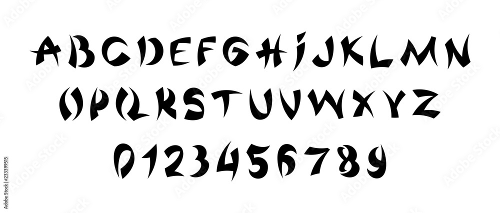 Black of font and alphabet. Isolated on White background Black of font and alphabet. Isolated on White background