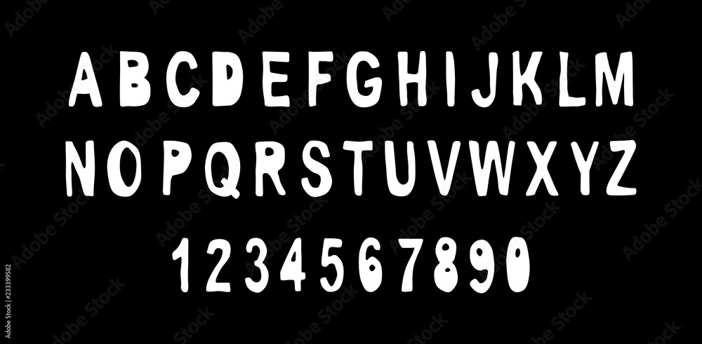 Fototapeta premium White of font and alphabet. Isolated on Black background