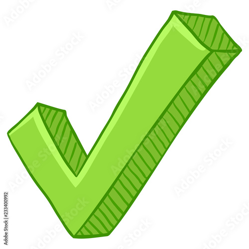 Vector Cartoon Light Green Ok Symbol. Yes sign.