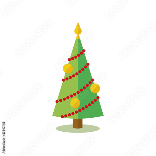 Wallpaper Mural Christmas Tree decorated with garland and baubles Vector Icon Torontodigital.ca