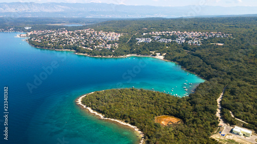 Aerial view of crystal clear water off the coastline inisland Krk, Croatia © Oleksii Nykonchuk