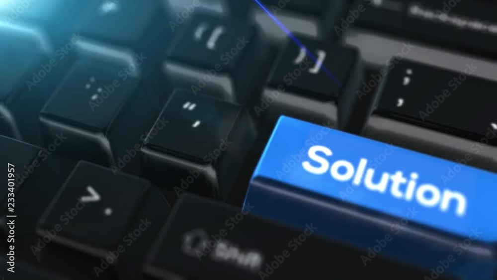Animation close up computer keyboard with Solution Button Animation close up computer keyboard with Solution Button