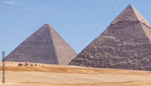 Panorama of the area with the great pyramids of Giza  Egypt