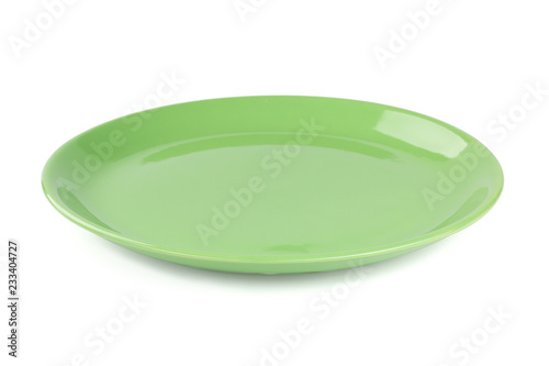 Green pastel plate isolated on white background