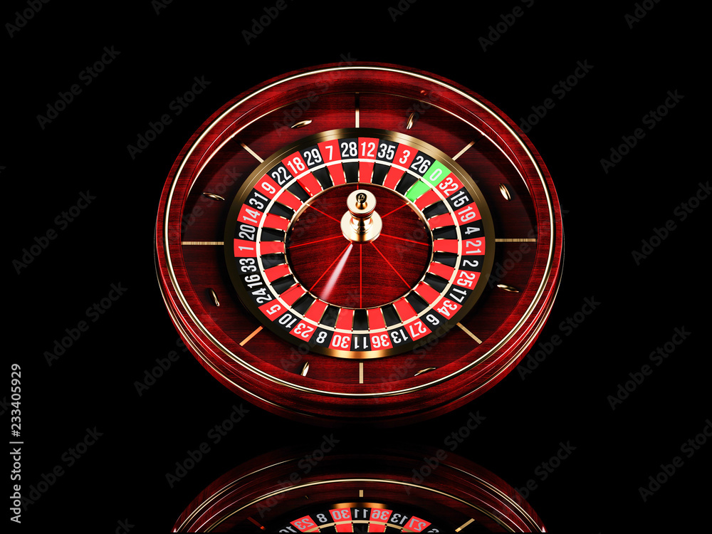 Casino roulette wheel on black background. 3d rendering realistic illustration. Online casino roulette gambling concept design. Casino roulette wheel on black background. 3d rendering realistic illustration. Online casino roulette gambling concept design.