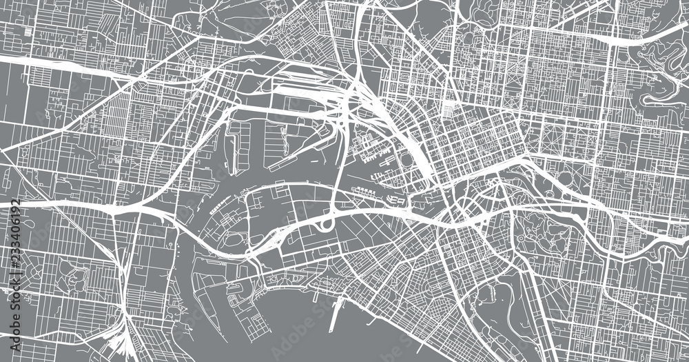 Fototapeta premium Mapa miasta miejskiego wektor Melbourne, Australia