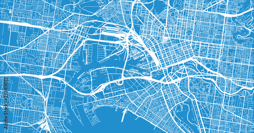 Obraz na płótnie Urban vector city map of Melbourne, Australia