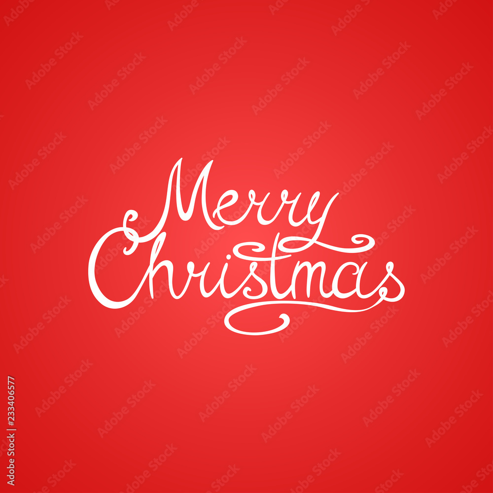 Winter holiday red simple background. Merry Christmas vector greeting card calligraphy lettering