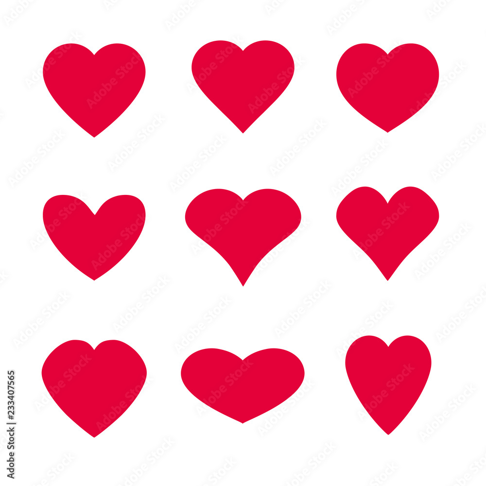 Heart symbol shapes vector set