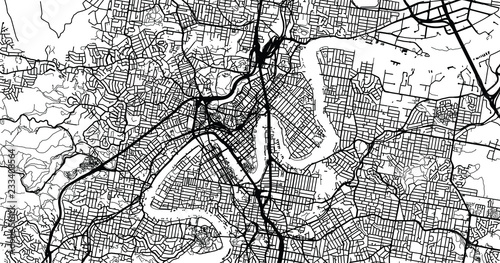 Urban vector city map of Brisbane, Australia