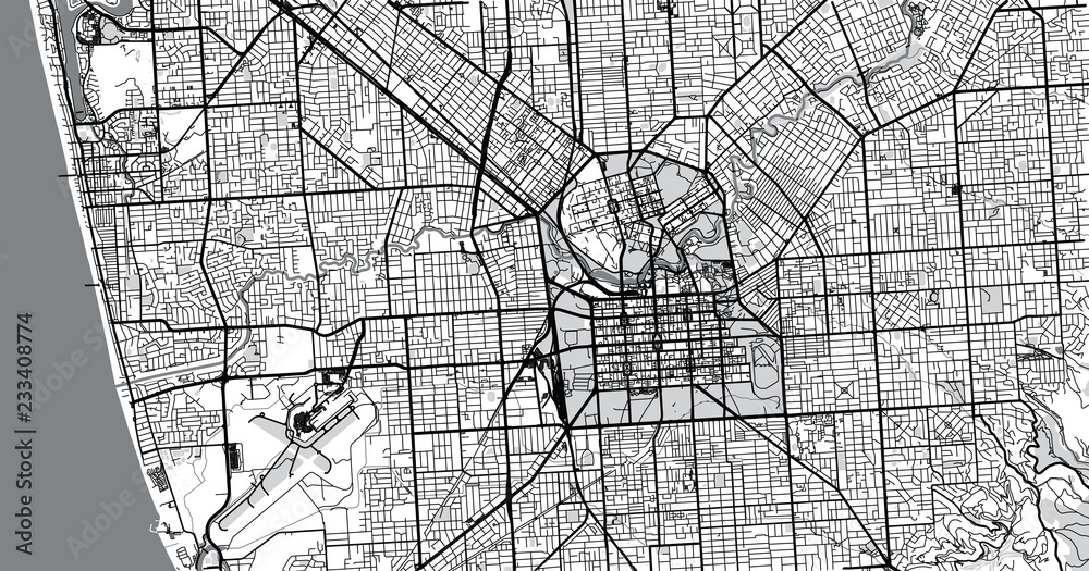 Urban vector city map of Adelaide, Australia