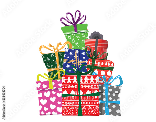 Vector image of holiday gifts for Christmas