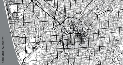 Urban vector city map of Adelaide, Australia