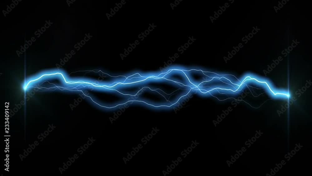 Lightning Strikes on Black Background. Electrical Storm. Loop Animation