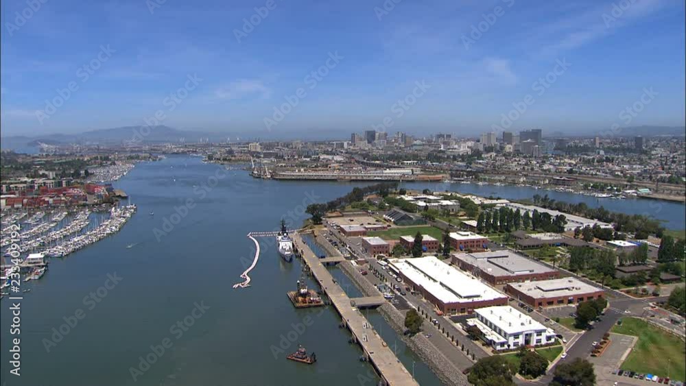 Aerial USA Brooklyn basin canal Oakland Port San Francisco Aerial USA Brooklyn basin canal Oakland Port San Francisco