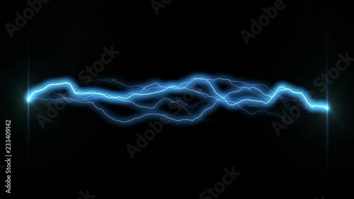 Lightning Strikes on Black Background. Electrical Storm. Loop Animation