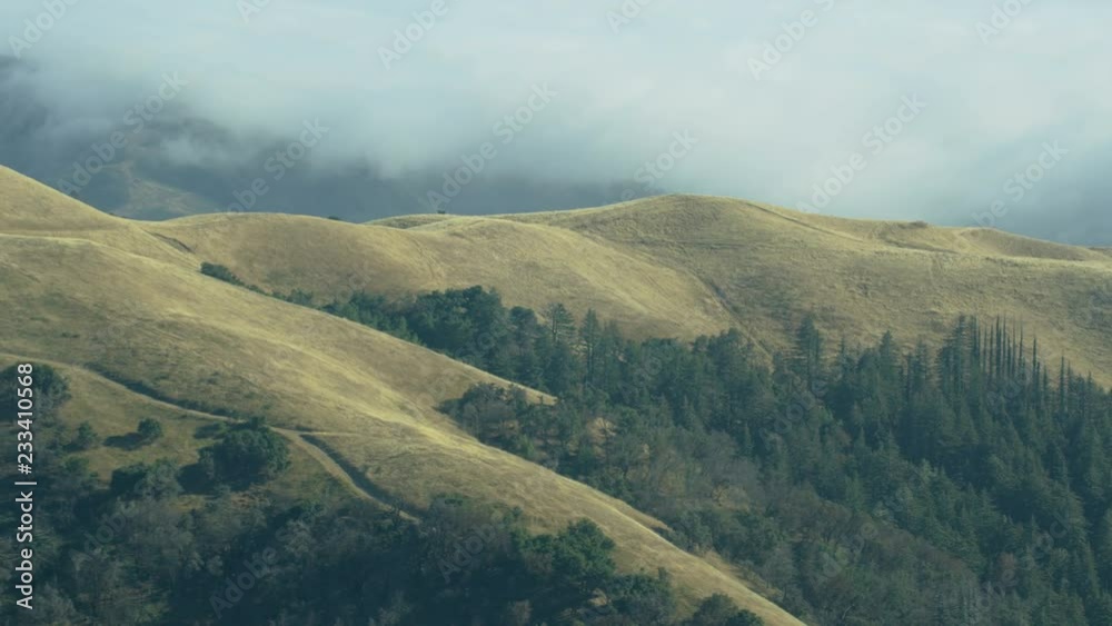 Aerial view coastal sea fog Big Sur mountains Aerial view coastal sea fog Big Sur mountains