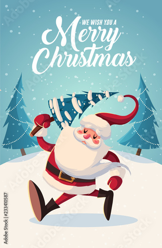 Merry Christmas and new year greeting card retro design. Vector