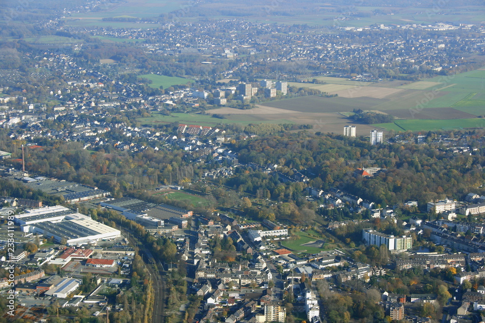 Luftbild der südlichen Stadtteile Mönchengladbachs