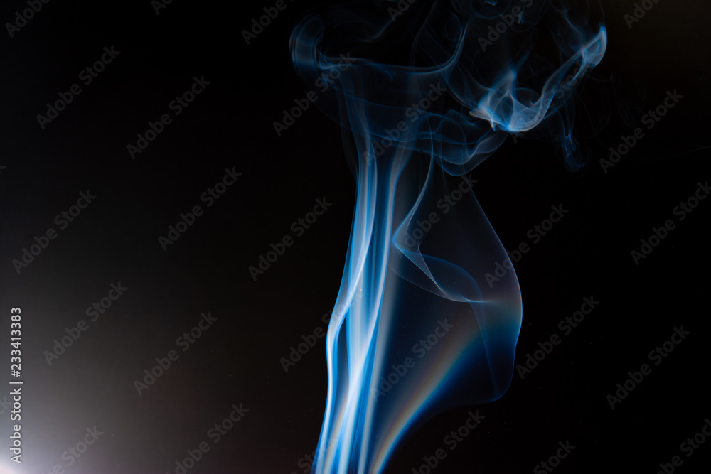 Blue smoke on black background, smoke abstract Blue smoke on black background, smoke abstract