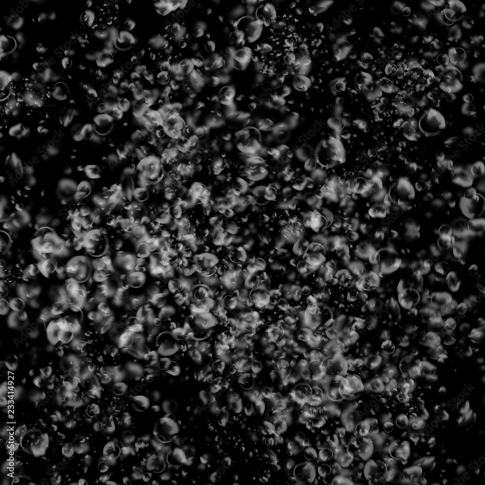 Isolated white water bubbles on black background. Rain water drops. Underwater oxygen. Isolated white water bubbles on black background. Rain water drops. Underwater oxygen.
