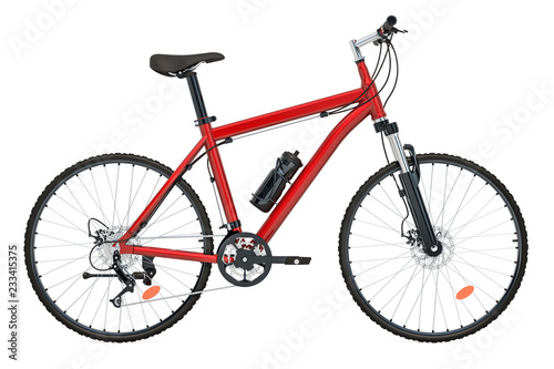 Red Bicycle side view, 3D rendering
