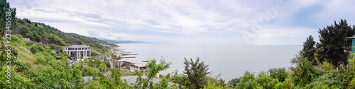 Panoramic photo overlooking the sea.