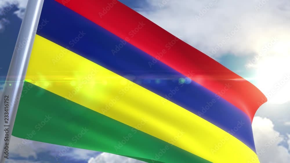 Waving flag of Mauritius Animation