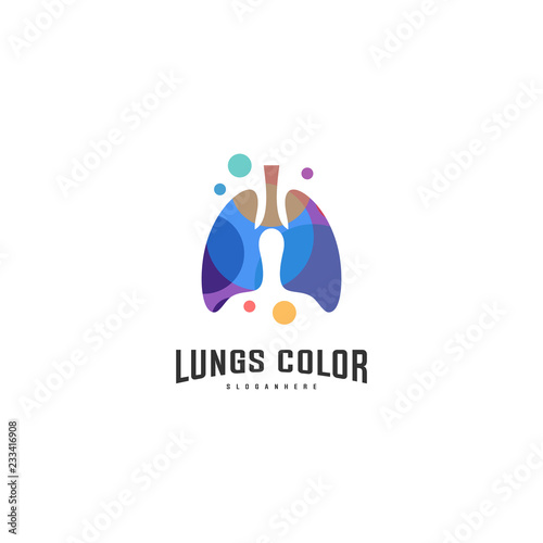 Lungs with Colorful logo vector, Health lungs logo designs template, logotype element for template photo