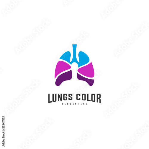 Lungs with Colorful logo vector, Health lungs logo designs template, logotype element for template