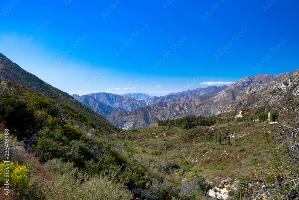 A panorama of the San Gabriel Mountains as taken from Mount Wilson near Glendale, California