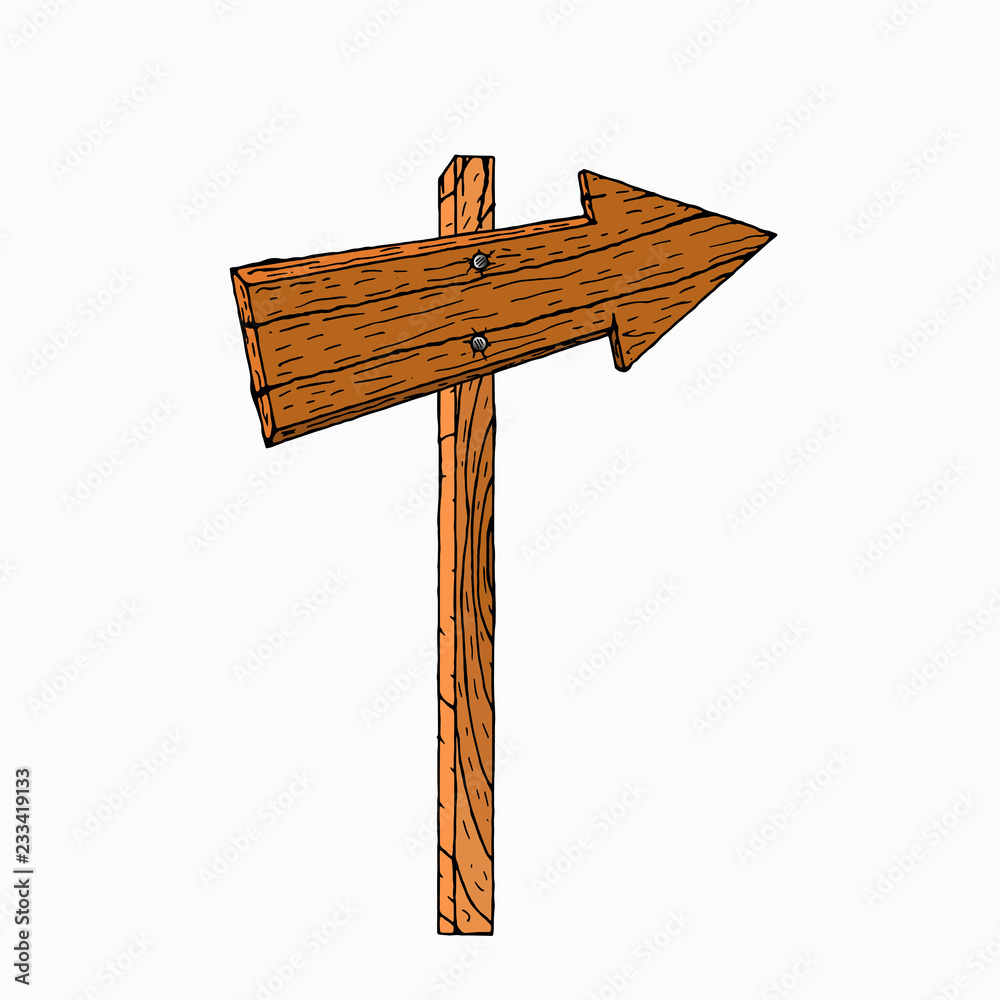 Fototapeta premium Wooden signboards, wood arrow. Vector illustration isolated on white background