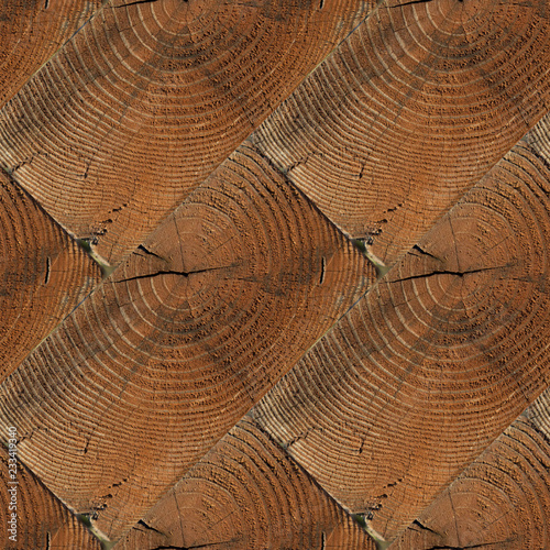 Seamless pattern of textured wooden brick wall with girdle photo