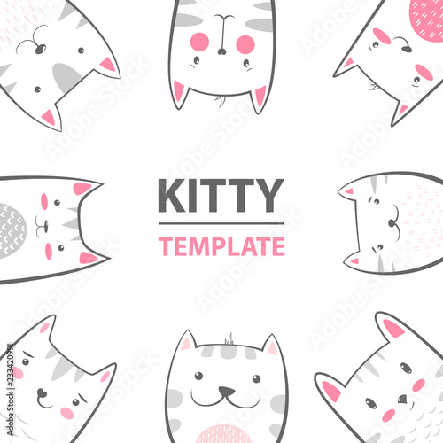 Cat, kitty characters - cartoon template.