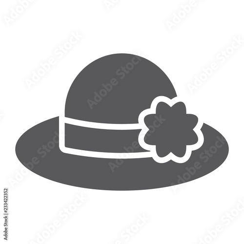 Hat glyph icon, clothing and fashion, womans hat sign, vector graphics, a solid pattern on a white background.