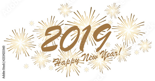 Happy New Year 2019 fireworks concept