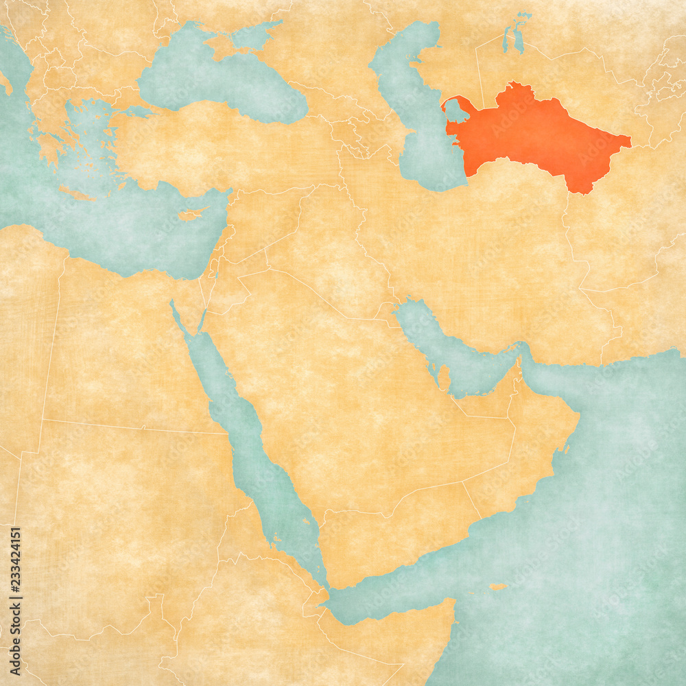 Map of Middle East - Turkmenistan