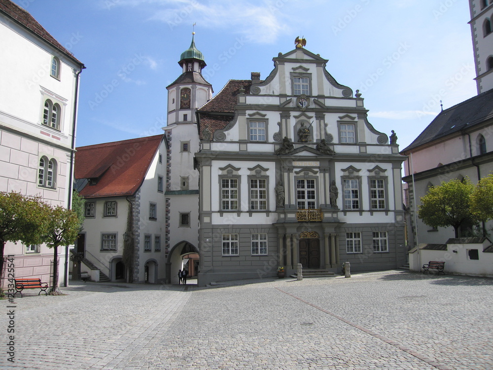 Rathaus mit Pfaffenturm in Wangen im Allgäu