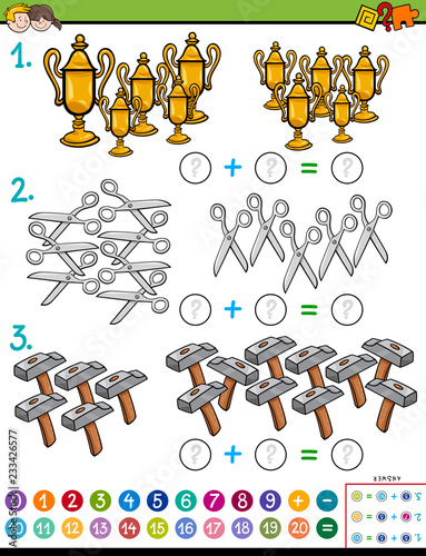 maths addition educational game with objects