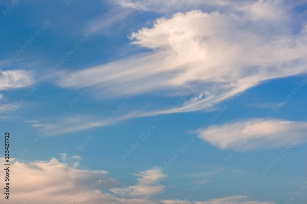 Blue sky with clouds at sunset