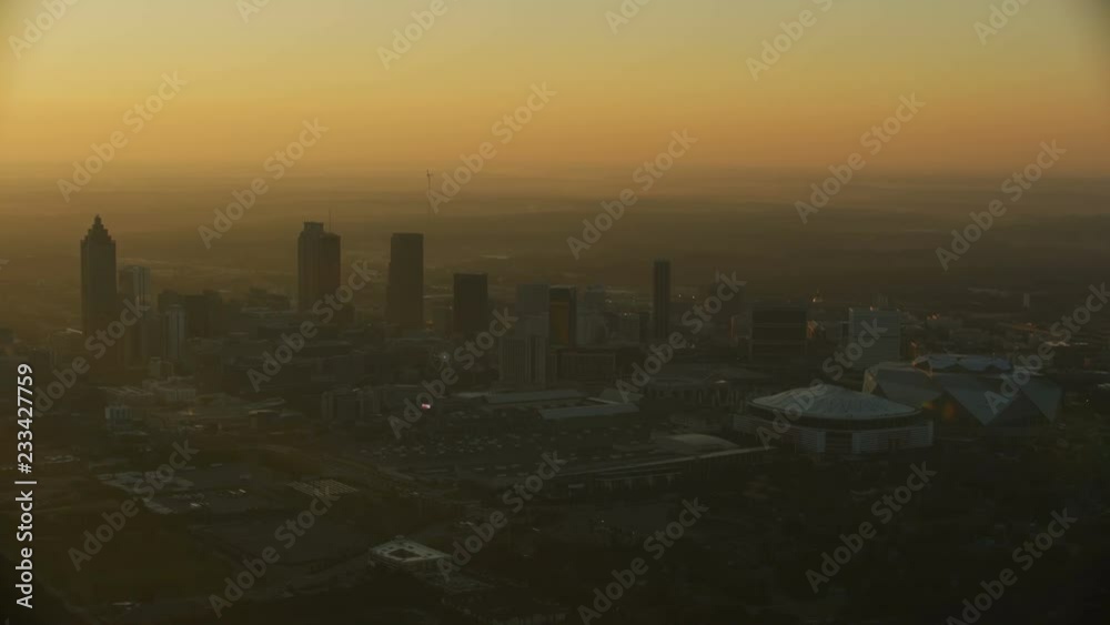 Mercedes Benz football Stadium dawn sunrise aerial Atlanta Mercedes Benz football Stadium dawn sunrise aerial Atlanta