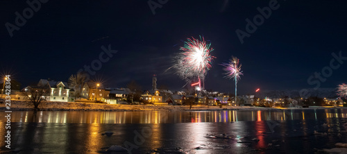 Celebration of New Year's Eve with fireworks in Bonnoysund, Northern Norway