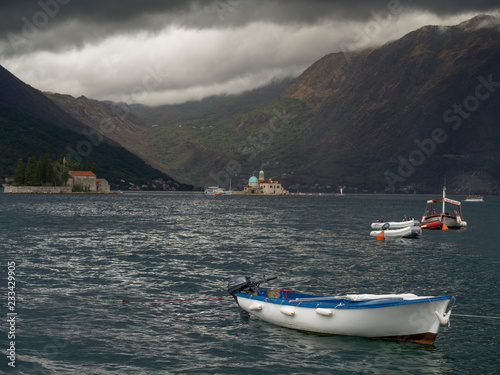 Boats in bay, Perast, Bay of Kotor, Montenegro