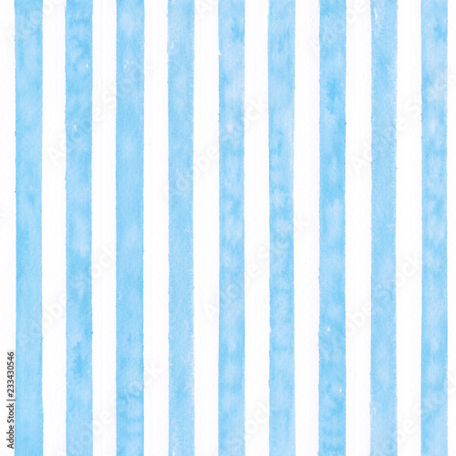 Blue watercolor stipes background. Seamless pattern.