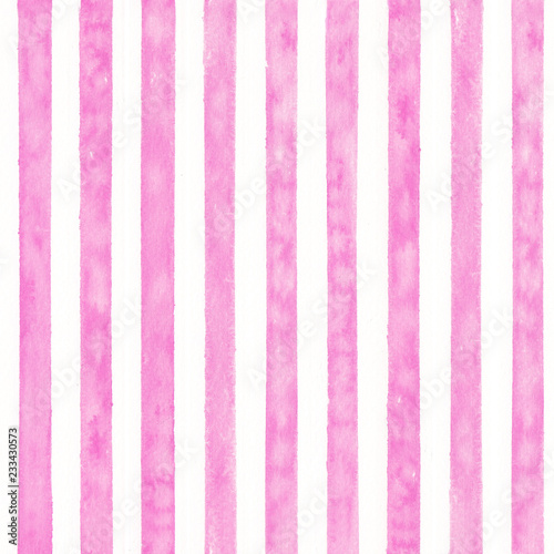 Pink watercolor stipes background. Seamless pattern.