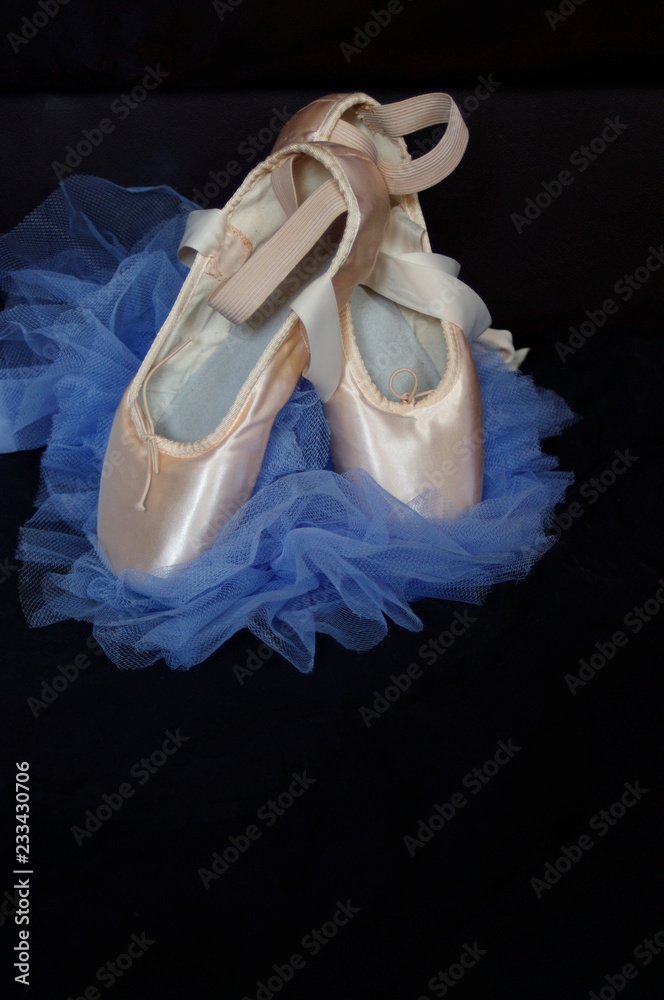 blue ballet pointe shoes