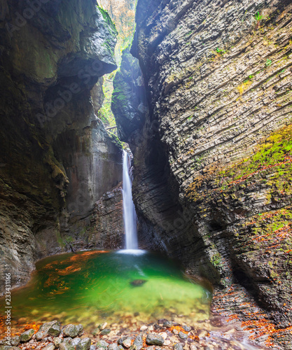 The Kozjak Waterfall is one of the greatest remarkableness in Kobarid region  Slovenia.